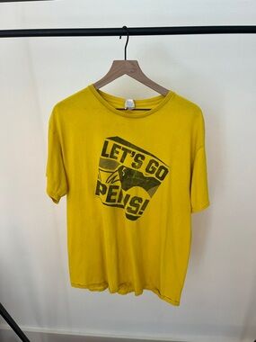 Vintage Style Yellow Lets Go Pens Pittsburgh Penguins T-shirt